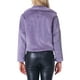 thumbnail image 3 of Chaqueta corta de pelaje sintético suave de manga larga con cuello de muesca para mujer Inspire Chic en gris púrpura, 3 of 6