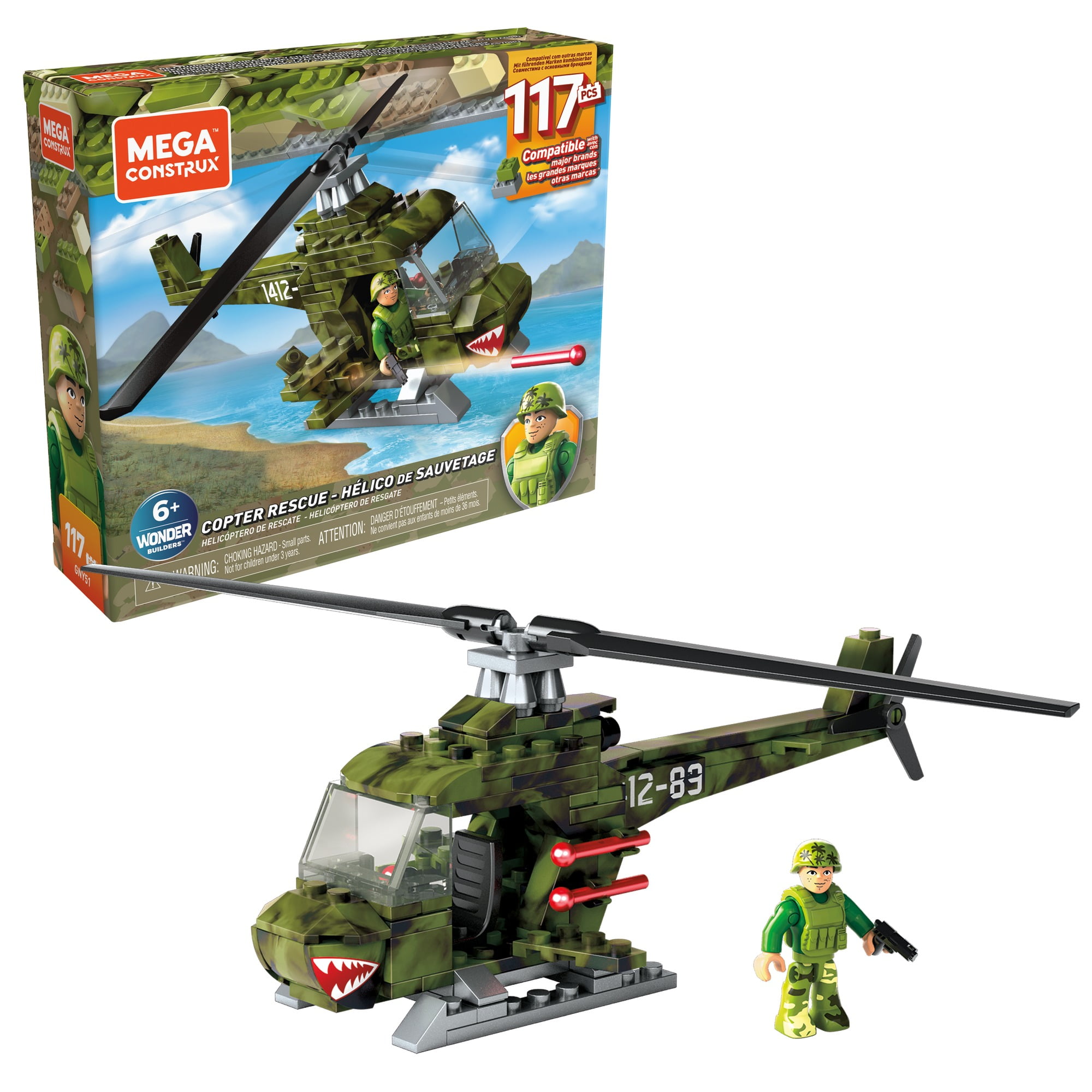 Army Action Attack Helicopter Building Blocks Brick Kids Childrens Toy Set 