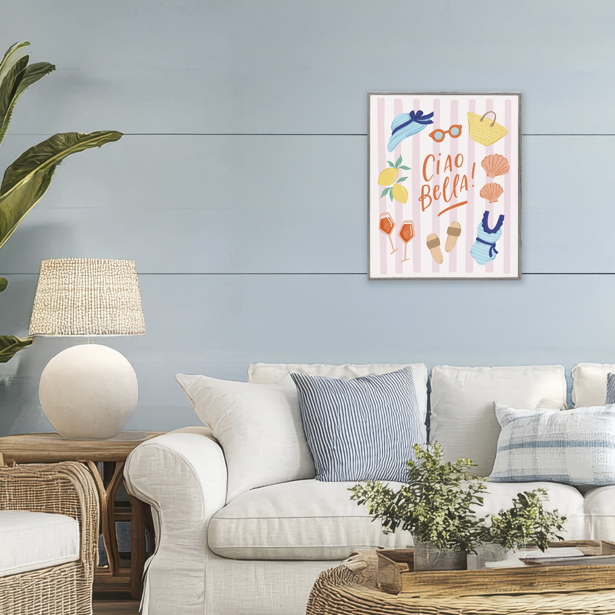 Stupell Industries Summer Ciao Bella Gray Framed Giclee Art, design by Sandra Picco