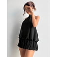 thumbnail image 4 of Women's Solid Color Casual Halter Mini Bubble Dress, Summer Dresses For Women, 4 of 10