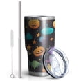 thumbnail image 2 of 30oz Whimsical Halloween Pattern Tumblers Stainless Steel Tumbler with Lid and Straw,Vacuum Insulated Double Wall Travel Tumbler Cups Mug with Cleaning Brush for Coffee,Tea, 2 of 7
