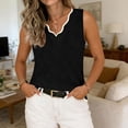 thumbnail image 5 of Hesxuno Women Casual Lounge Tank Tops Slim Fit Knitting Cotton Sleeveless Tops Scalloped V-Neck Tanks Comfortable Daily Wear Summer Tee Tank Black, 5 of 7