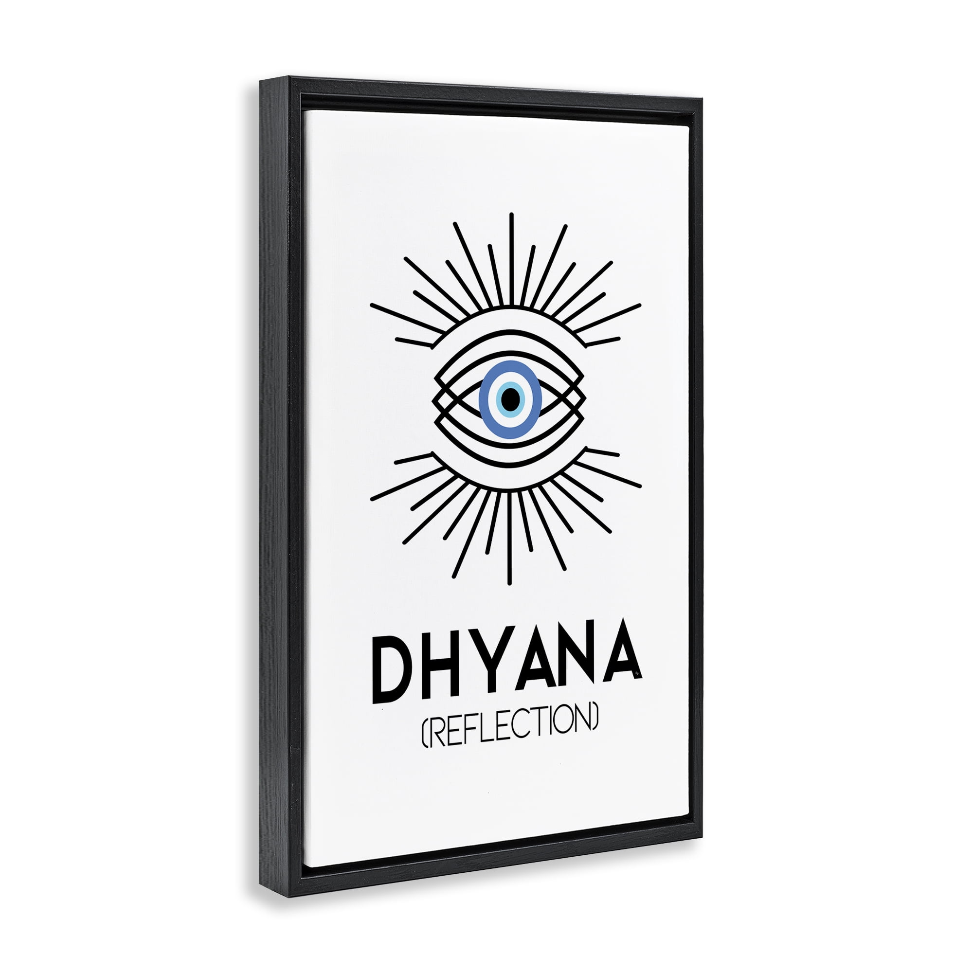 Stupell Industries Dhyana Reflection Eye Text & Numbers Painting Black Floater Framed Canvas Art Print Wall Art, 17 x 25
