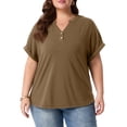 thumbnail image 3 of Cueply Plus Size Summer Tops for Women Short Sleeve v Neck Shirt Womens Casual Loose Fit Tunic Blouses, 3 of 7