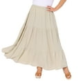 thumbnail image 2 of DARING DIVA Women's Plus Swing Maxi Elastic High Waist Boho Flowy Skirts 3X Beige, 2 of 6