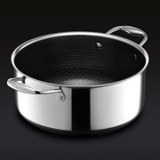 HexClad 5 Quart Hybrid Stainless Steel Pot with Glass Lid, Nonstick