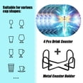 thumbnail image 2 of Drink Coasters Set of 4 with Holder beautiful dragonfly made of light with radiant beams emanating from wings Water Absorbent Ceramic Coasters Tabletop Protection,Suitable for Various Cup ,Home Decor, 2 of 4