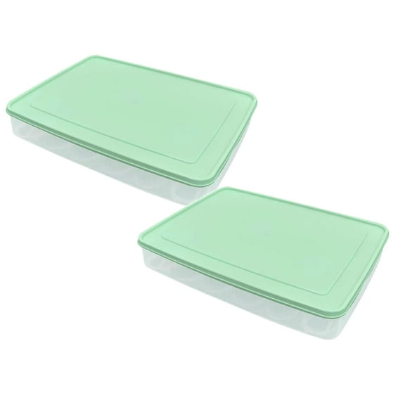 Deviled Egg Containers with Lid, (Set of 2), Stackable Plastic Egg Holder for 48 Eggs, Clear Egg Storage Holder for Fridge, Keep Fresh, Easter, Thanksgiving Party Kitchen Supplies, Green