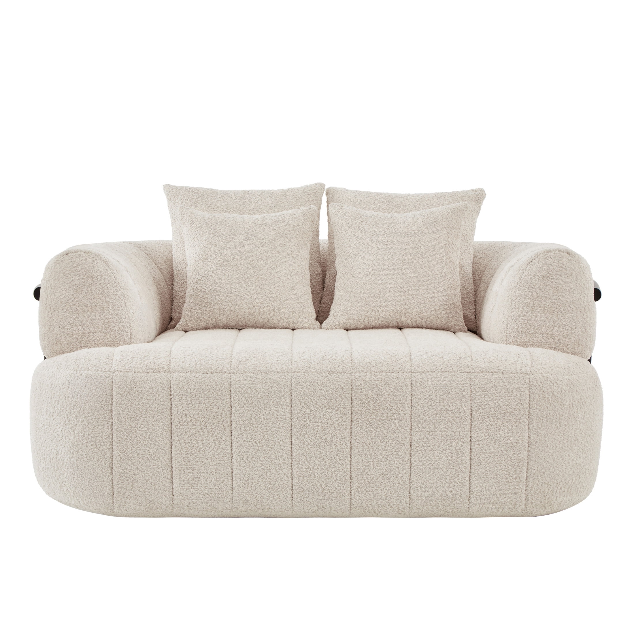Noble House Quincia 64" Oversized Boneless Chaise Lounge with Boucle Upholstered, Cozy Comfy Cloud Sofa Bed, Beige