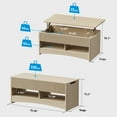 thumbnail image 3 of CHITOOMA Modern Lift-Top Coffee Table with Hidden Storage & Open Shelves, Fluted Front Accent Table for Living Room, Natural, 3 of 8