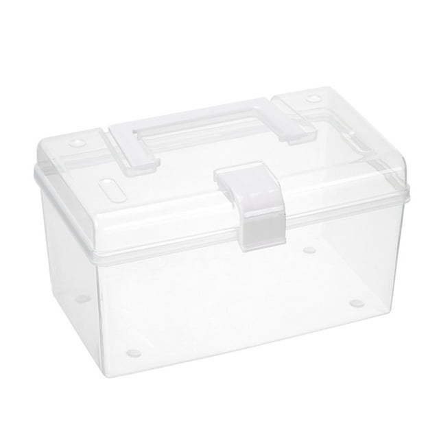 Transparent Storage Box, Desktop Storage Container Bin Portable for Office
