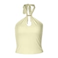 thumbnail image 5 of Womens Tank Tops Party Camisole Backless Slim Fit Summer Tops Halter Neck Sleeveless Solid Color Clothes Casual Comfort Club Everyday Wear,Beige,L, 5 of 5
