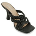 thumbnail image 4 of Soda Shoes Women Stiletto High Heeled Sandal Braided Multi Strap Square Open Toe KELLAN-S Black 11, 4 of 5