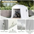 thumbnail image 4 of 6x8x7 FT Outdoor Portable Storage Shed Tent with Roll-up Zipper Door and Window Portable Carport with Waterproof Tarp Galvanized Steel for Motorcycle, Generator, Bike Storage (White), 4 of 8