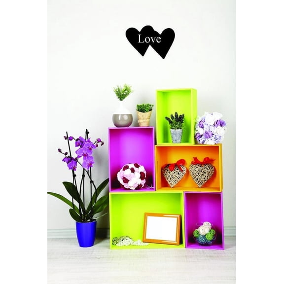Custom Decals Hearts With Love Wall Art Size: 20 X 30 Inches Color: Black