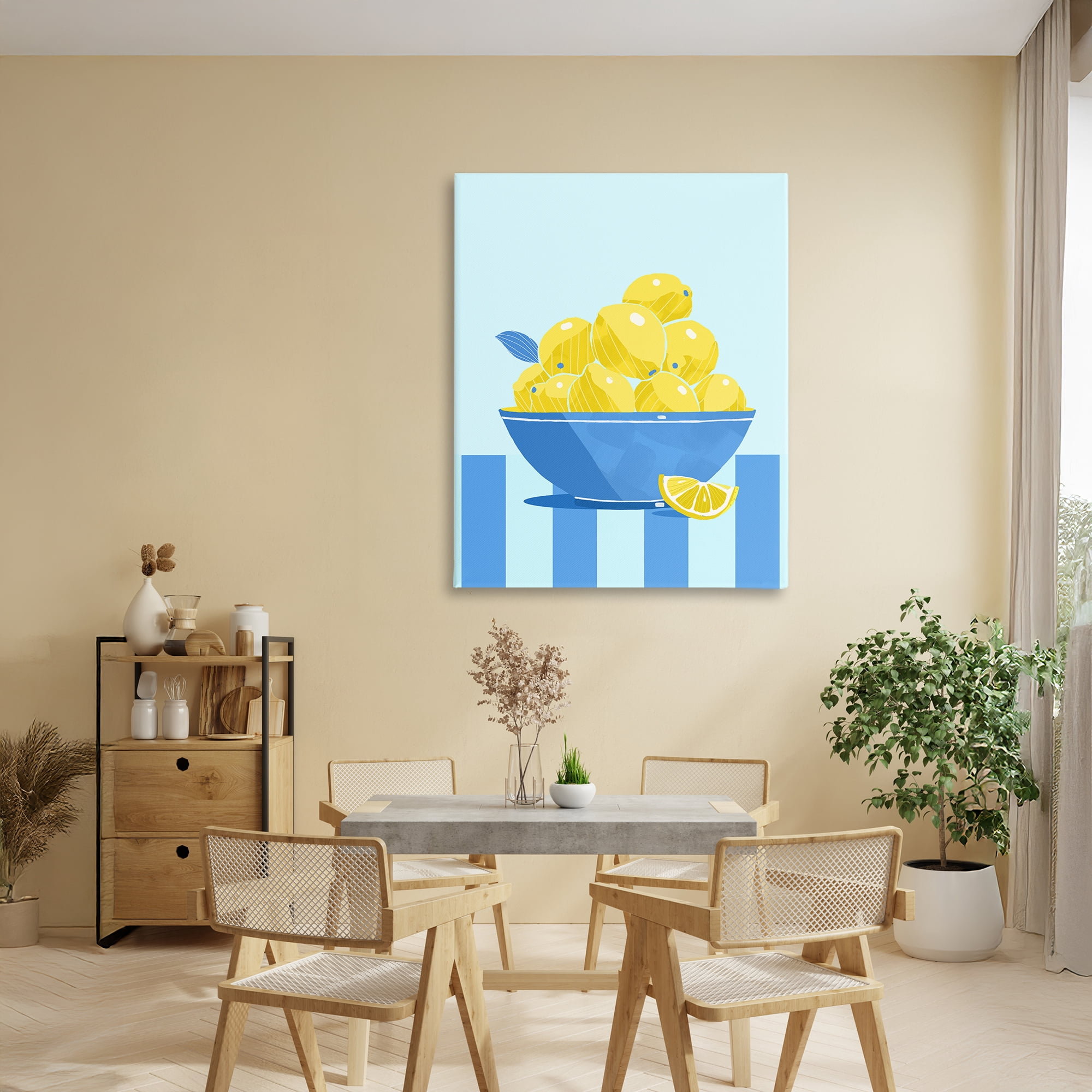Stupell Industries Yellow Lemon Bowl Striped Canvas Wall Art, design by Lucca Sheppard