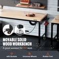 thumbnail image 2 of Adjustable Workbench, 60" L X 22" W Multi-Purpose Work Bench with 28-39.5" Height Range and 2000 lbs Capacity, Power Outlets & Hardwood Top & Metal Frame & Foot Pads, Workshop Garage Table, 2 of 8