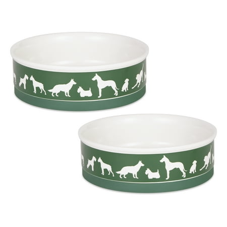 UPC: 0072456143853 | Pet Bowl Dog Show Hunter Green Large 7.5Dx2.4H (Set of 2)