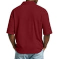 thumbnail image 4 of GrmtClth Men's Waffle Knit Polo Shirts 2026 Work Short Sleeve Tops Basic Collared T-Shirt Trend Clothing Solid Wine S, 4 of 6