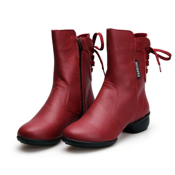 Botas de baile de cuero de moda para mujer, zapatos de baile modernos de salón, zapatos de baile de Salsa Bachata de suela suave para niñas negras