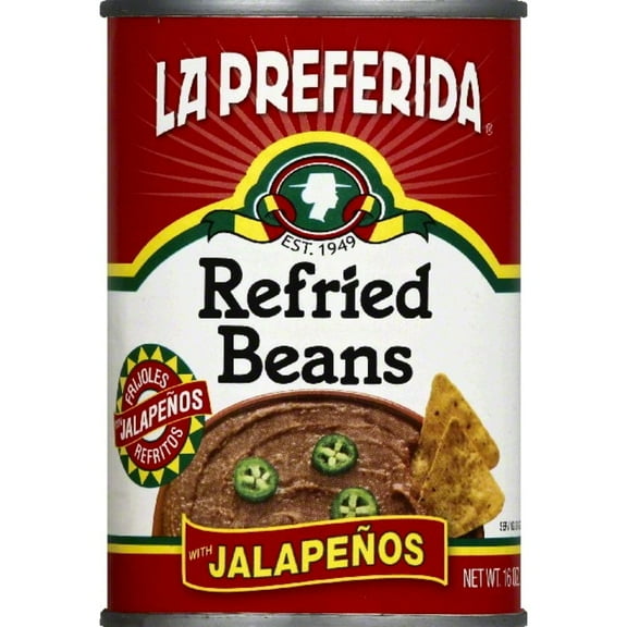 La Preferida Refried Beans with Jalapenos, 16 oz