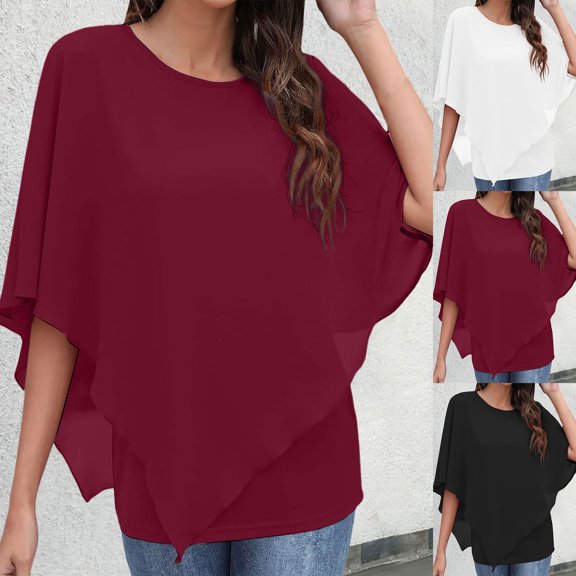Womens T Shirts Short Sleeve Crewneck Solid Color T-shirt Summer Flowy Loose Breathable Casual Daily Tops Black L