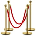 thumbnail image 1 of BeesClover Gold Stanchion Post Queue,38 Inch Stanchion Posts Queue with 5 ft Red Velvet Rope,Ropes Safety Barriers Set,Crowd Control Barriers Queue Line Rope for Theater Party Museums, 1 of 7
