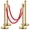 4-Pack | 2 Velvet Ropes, variant on Kojooin Gold Queue Stanchion Set with Red vel-vet Rope, Crowd Control Barrier Posts for Theater, Party, Museum or Event