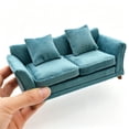 thumbnail image 4 of Fabric Upholstered Sofa Miniature Furniture for 1:12 Scale Doll House Decoration With Wooden Base Scene Setting, 4 of 9