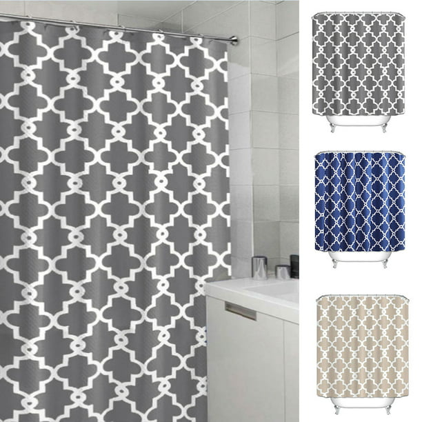 Art Geometric Shower Curtain Bathroom, Grey And White Geometric Shower Curtain