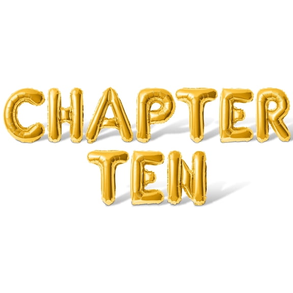 Letter Balloons - CHAPTER TEN 16" Inch Alphabet Letters Foil Mylar Balloon 10th Birthday Party Banner (Gold)
