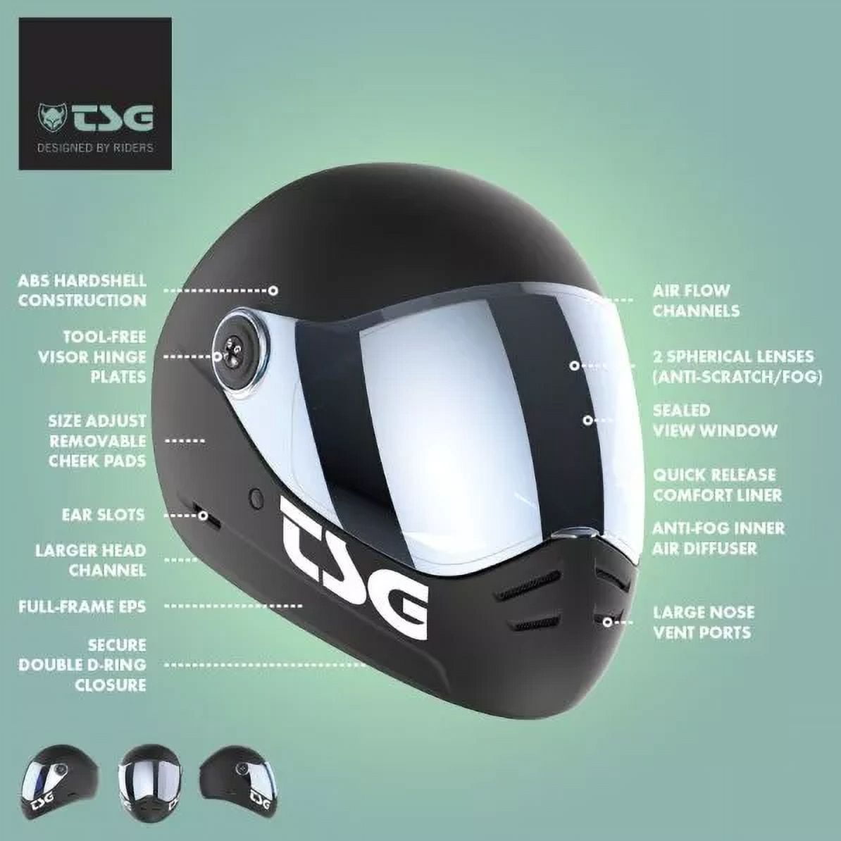 TSG Pass 2.0 Full Face Helmet w/Bonus Visor, Downhill Skateboarding - GoldRush
