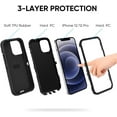 thumbnail image 3 of Compatible with iPhone 12 Case/iPhone 12 Pro Case 6.1-Inch (2020), Heavy Duty Defender 3-Layer Rugged Shockproof Drop Protective Cover Phone Cases for iPhone 12/12Pro,Black, 3 of 12