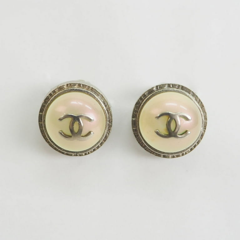 used Pre-owned Chanel Chanel Round Coco Earrings Pearl Aurora Silver Ladies (Good), Adult Unisex, Size: One size, Gold