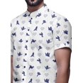 thumbnail image 4 of BESTMAN Chemise en Coton pour Hommes Manches Courtes Col Mandarin Imprimé Chemise Décontractée, 4 of 5