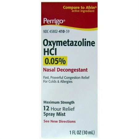 Perrigo Oxymetazoline 12HR ReliefNasal Decongestion Spray Mist, 1oz, 2-Pack