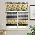 thumbnail image 2 of Farmhouse Sunflowers Window Curtains Valance Set of 3 Black And White Plaid Linen Texture Rod Pocket Small Kitchen Curtain, Soft Window Treatment for Bedroom Party Holiday Decor, 2 of 8