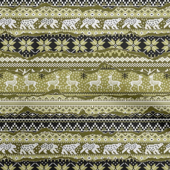 oneOone Polyester Lycra Dark Olive Green Fabric Merry Christmas Sewing Material Print Fabric By The Yard 56 Inch Wide