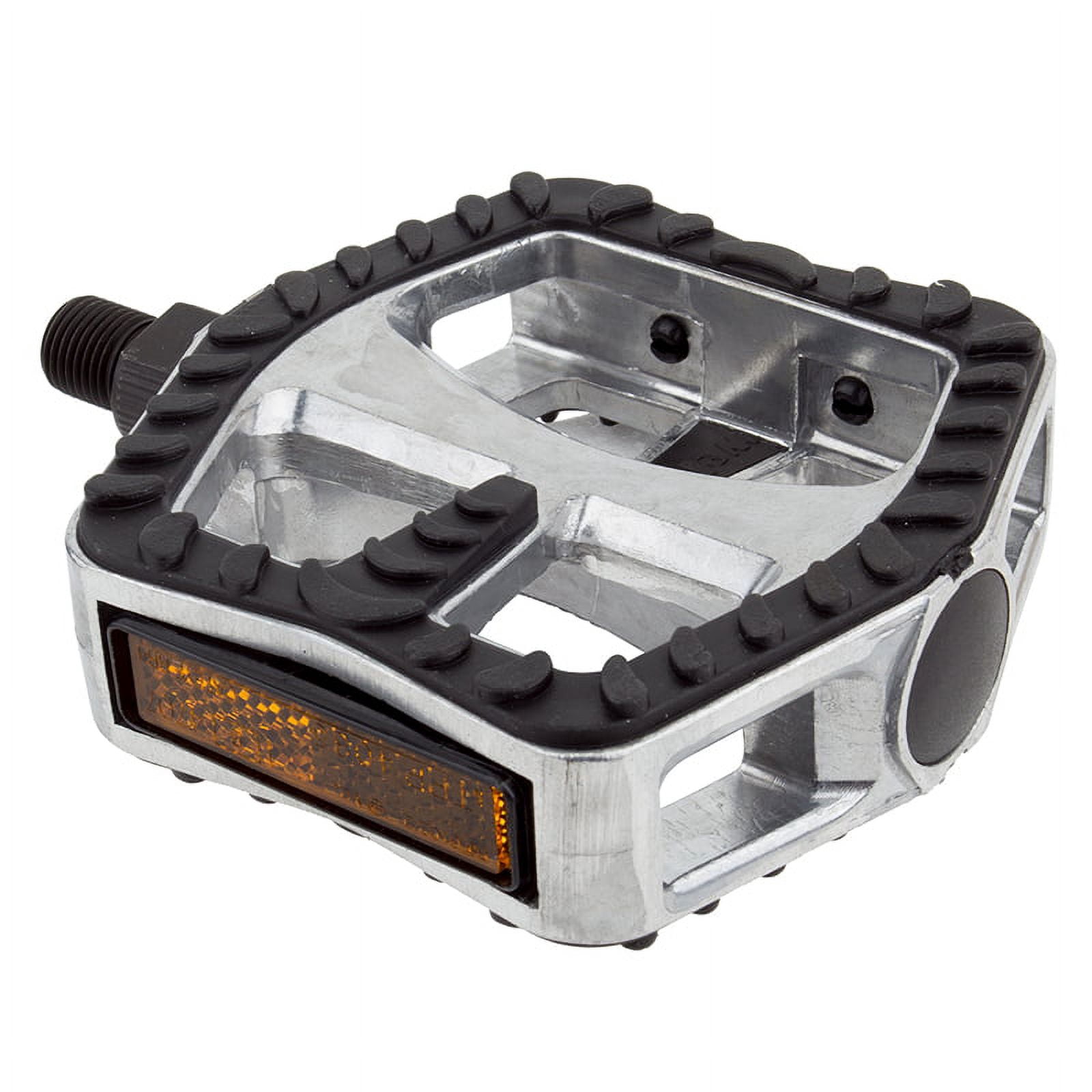 Sunlite Bicycle Cruiser Pedals 1/2 Spindle Silver/Black Non-Slip Rubber Grip