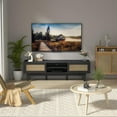 thumbnail image 2 of Xilingol Rattan TV Stand for up to 65 inch TV, Boho Entertainment Center with Two Cabinets and Sliding Doors, Black Rattan TV Console for Living Room, Bedroom, 59 inch, 2 of 15
