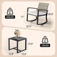 thumbnail image 4 of Lofka Patio Rocking Chairs Set with Glass Coffee Table, 3-Piece Outdoor Furniture Set for Balcony, PE Rattan, Light Gray, 4 of 14