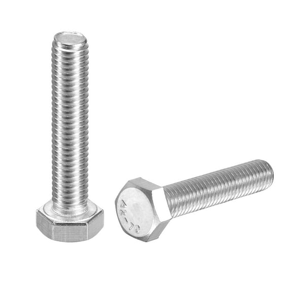 2Pack M8-1.25 x 40mm Left Hand Hex Head Bolt, 304 Stainless Steel Reverse Fully Threaded  Fastener Screws Bolts for Machinery, Automobiles and Construction
