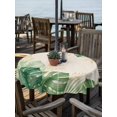 thumbnail image 2 of Outdoor Tablecloth with Umbrella Hole for Patio/Picnic/Party/Camping, Green Botanical Waterproof Table Cloth Round Cover Washable, Summer Monstera Leaf Tropical Foliage Rustic (Dia 54"), 2 of 9