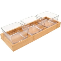 Masteelf 1 Set Glass Serving Dishes Snacks Plate Food Bowls with Bamboo Serving Tray