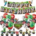 thumbnail image 1 of Decoración de cumpleaños con temática de Minecraft, globos de látex, Banner, adornos para pasteles, conjuntos de adornos para fiestas y festivales, 1 of 3