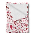 thumbnail image 2 of Love Soft Flannel Fleece Throw Blanket, Valentine Hearts Gatherings Engagement Honeymoon Arrow Doodle Style Print, Cozy Plush for Indoor and Outdoor Use, 60" x 80", Magenta Ruby White, by Ambesonne, 2 of 5