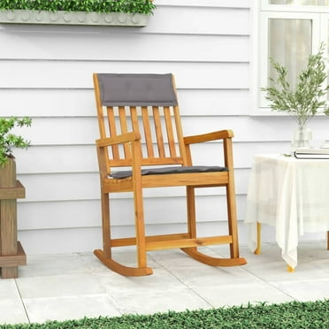 vidaXL Rocking Chair Wooden Rocking Chair with Cushions Solid Wood Acacia