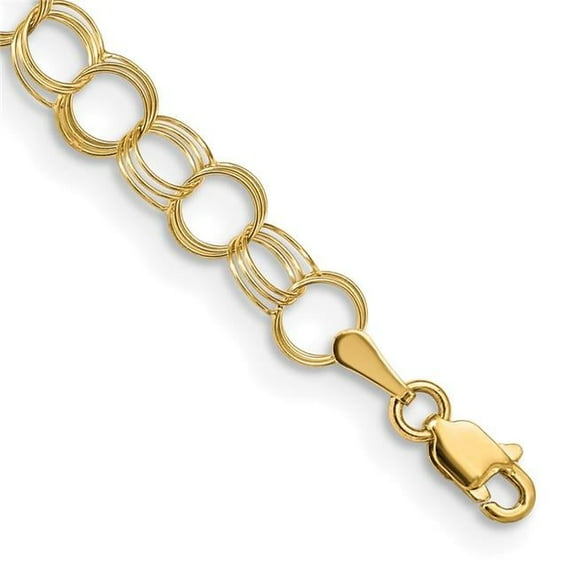 Primal Gold 14 Karat Yellow Gold Solid Triple Link Charm Bracelet