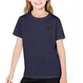 thumbnail image 2 of ZOSOED Girls Solid T Shirts Loose-Fitting Crewneck Casual Shirts with Stich Navy 10-11 Years, 2 of 5