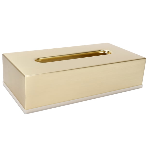 Innovador porta servilletas de acero inoxidable 304 rectangular con forma de caja de pañuelos dorada